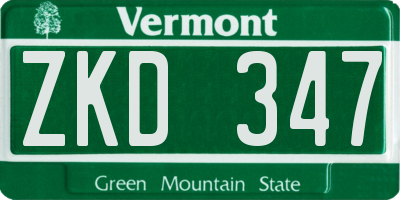 VT license plate ZKD347