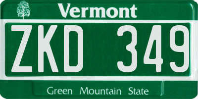 VT license plate ZKD349