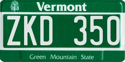 VT license plate ZKD350