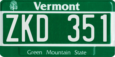 VT license plate ZKD351