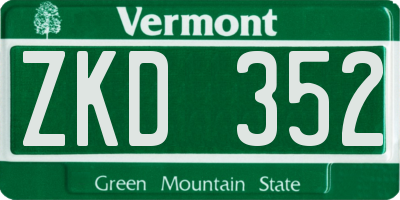 VT license plate ZKD352