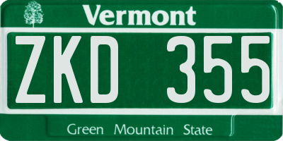 VT license plate ZKD355