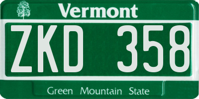 VT license plate ZKD358
