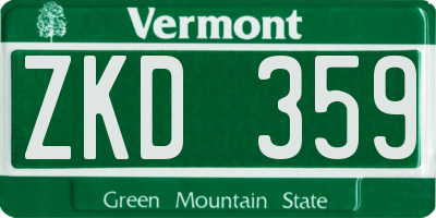 VT license plate ZKD359