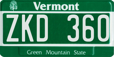 VT license plate ZKD360