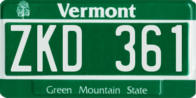 VT license plate ZKD361