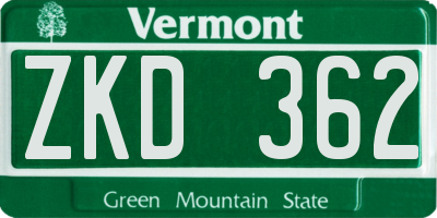 VT license plate ZKD362