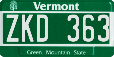 VT license plate ZKD363