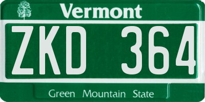 VT license plate ZKD364