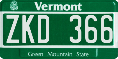 VT license plate ZKD366