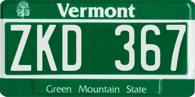 VT license plate ZKD367