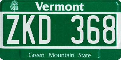 VT license plate ZKD368