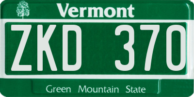 VT license plate ZKD370