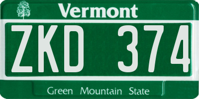 VT license plate ZKD374