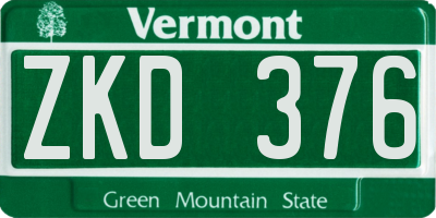 VT license plate ZKD376