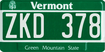 VT license plate ZKD378