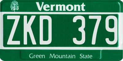 VT license plate ZKD379