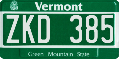 VT license plate ZKD385