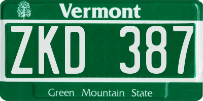 VT license plate ZKD387