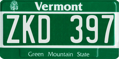 VT license plate ZKD397