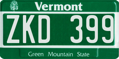 VT license plate ZKD399