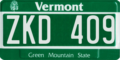 VT license plate ZKD409