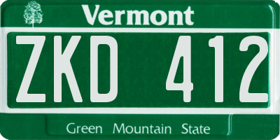 VT license plate ZKD412