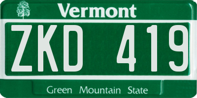 VT license plate ZKD419
