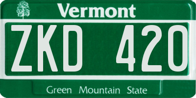 VT license plate ZKD420