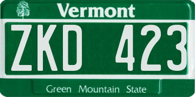 VT license plate ZKD423