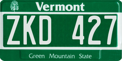 VT license plate ZKD427