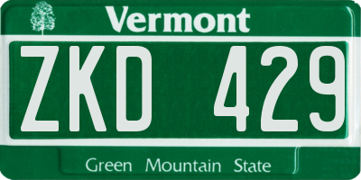 VT license plate ZKD429