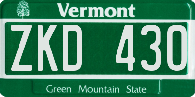 VT license plate ZKD430