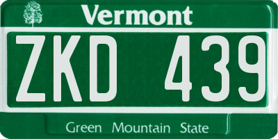 VT license plate ZKD439