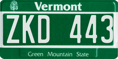 VT license plate ZKD443