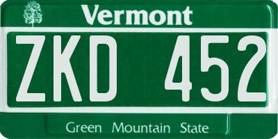 VT license plate ZKD452