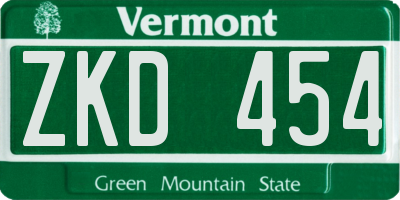 VT license plate ZKD454