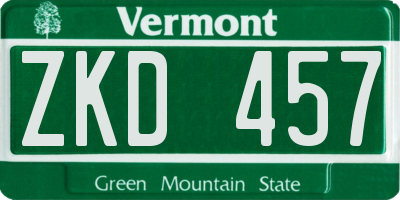 VT license plate ZKD457