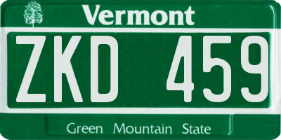 VT license plate ZKD459