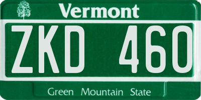 VT license plate ZKD460