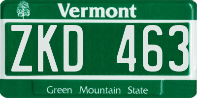 VT license plate ZKD463