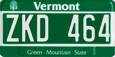 VT license plate ZKD464