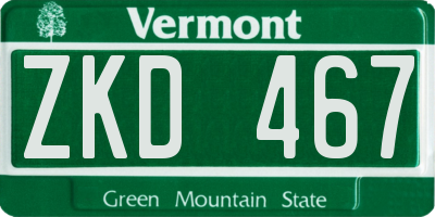 VT license plate ZKD467