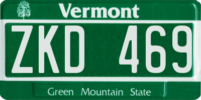 VT license plate ZKD469