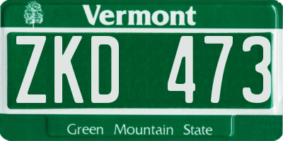 VT license plate ZKD473