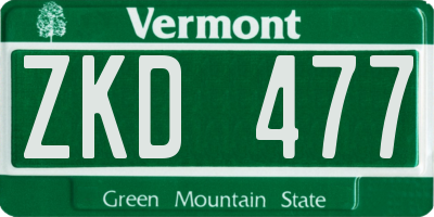 VT license plate ZKD477