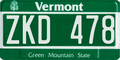 VT license plate ZKD478