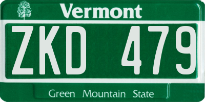 VT license plate ZKD479