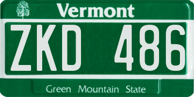 VT license plate ZKD486