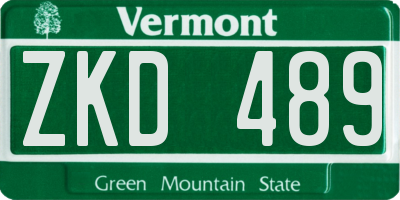 VT license plate ZKD489